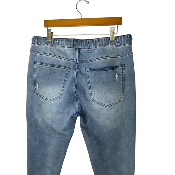 Forever 21 Mens Large Blue Stretch Joggers Comfort Athleisure Denim Look - Picture 5 of 14